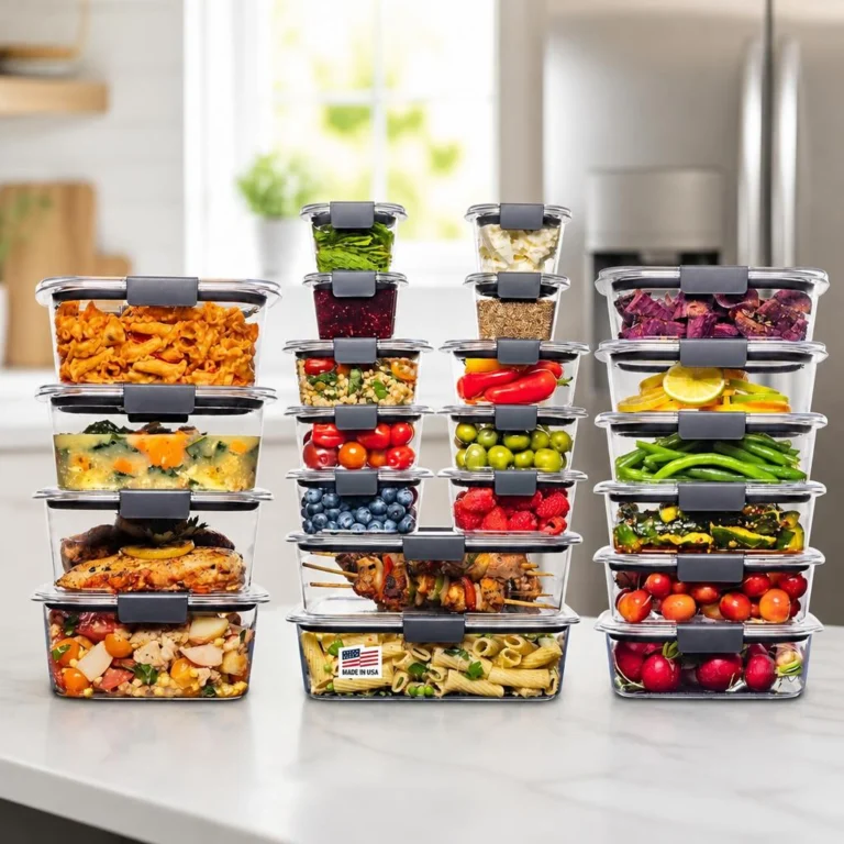 Rubbermaid Brilliance 44-piece BPA-free food storage container set with airtight lids and steam vents